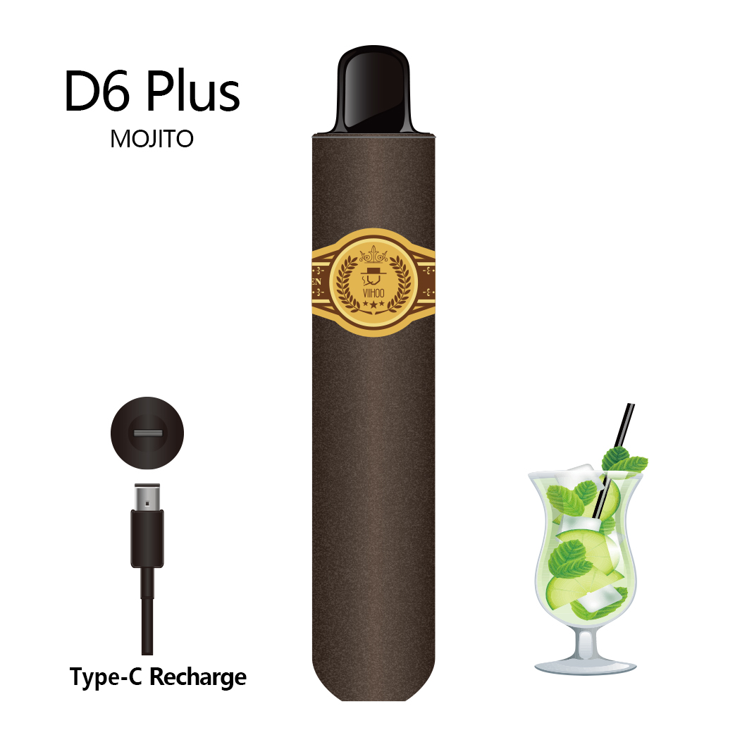 D6 Plus 1500 Puffs Cigar Stick Rechargeable Electronic Cigarette